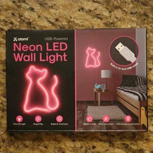 atomi USB-Powered Neon LED Wall Light - Pink Cat